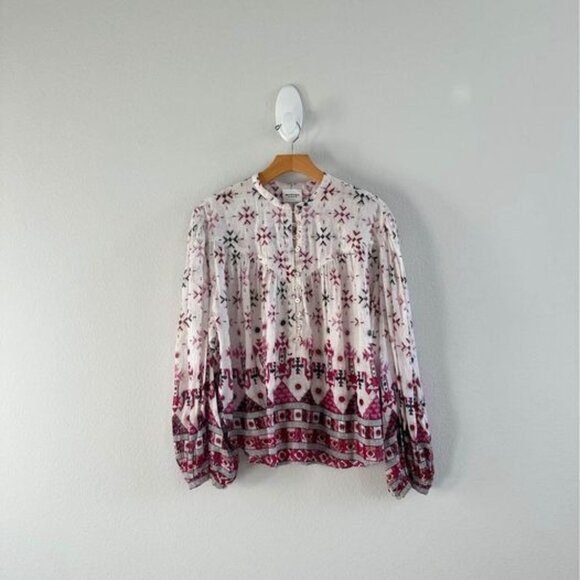 Isabel Marant Étoile Salika Metallic‎ Puff Sleeve Preppy Blouse Sz 38 (M) - Picture 4 of 8